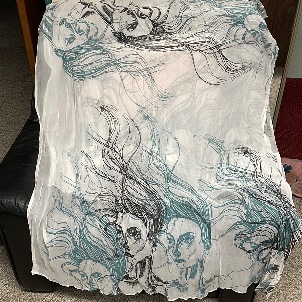 Ethereal 88 in sheer scarf/Wrap with face Patterns